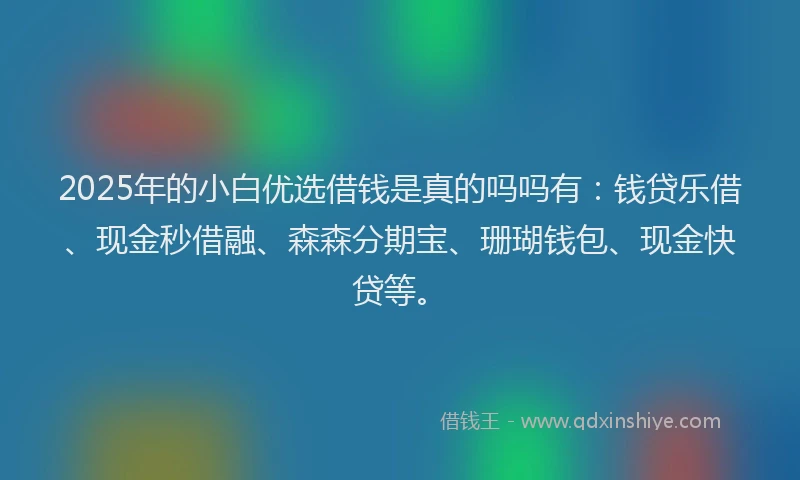 2025年的小白优选借钱是真的吗吗有：钱贷乐借、现金秒借融、森森分期宝、珊瑚钱包、现金快贷等。