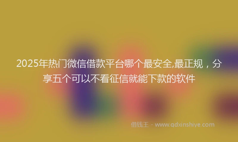 2025年热门微信借款平台哪个最安全,最正规，分享五个可以不看征信就能下款的软件