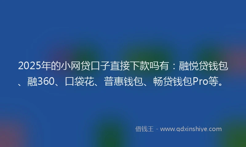 2025年的小网贷口子直接下款吗有：融悦贷钱包、融360、口袋花、普惠钱包、畅贷钱包Pro等。