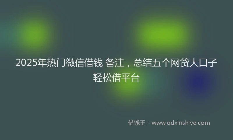 2025年热门微信借钱 备注，总结五个网贷大口子轻松借平台