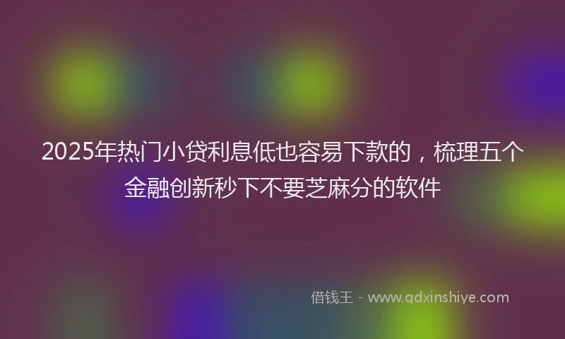2025年热门小贷利息低也容易下款的，梳理五个金融创新秒下不要芝麻分的软件