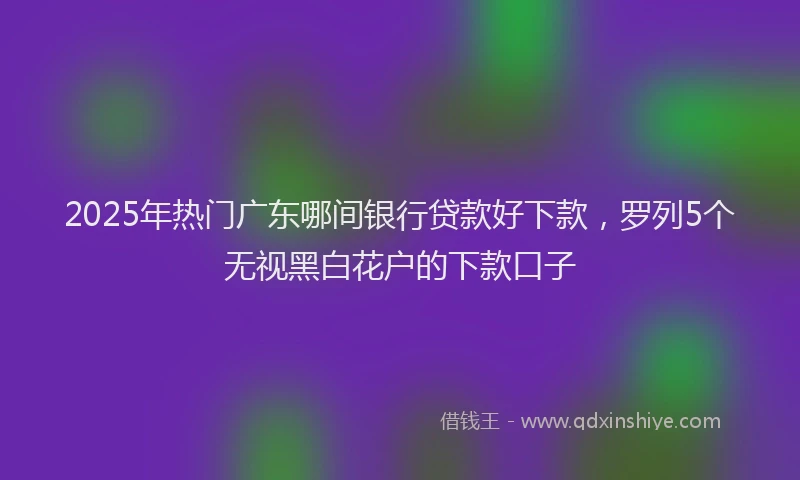 2025年热门广东哪间银行贷款好下款，罗列5个无视黑白花户的下款口子