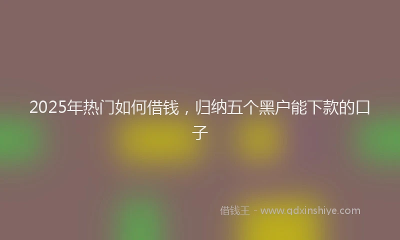 2025年热门如何借钱，归纳五个黑户能下款的口子
