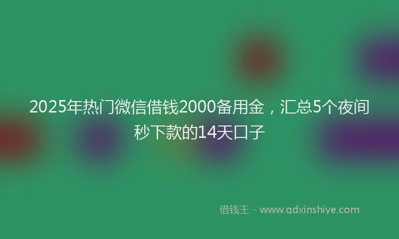 2025年热门微信借钱2000备用金，汇总5个夜间秒下款的14天口子