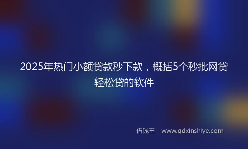 2025年热门小额贷款秒下款，概括5个秒批网贷轻松贷的软件