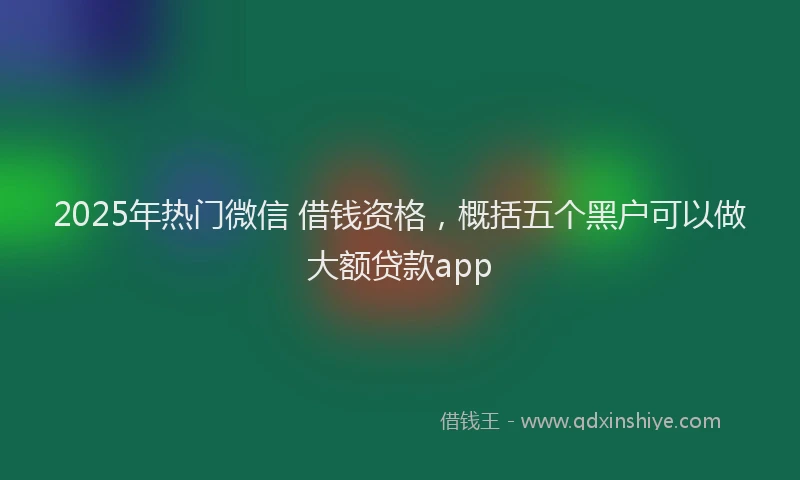 2025年热门微信 借钱资格，概括五个黑户可以做大额贷款app