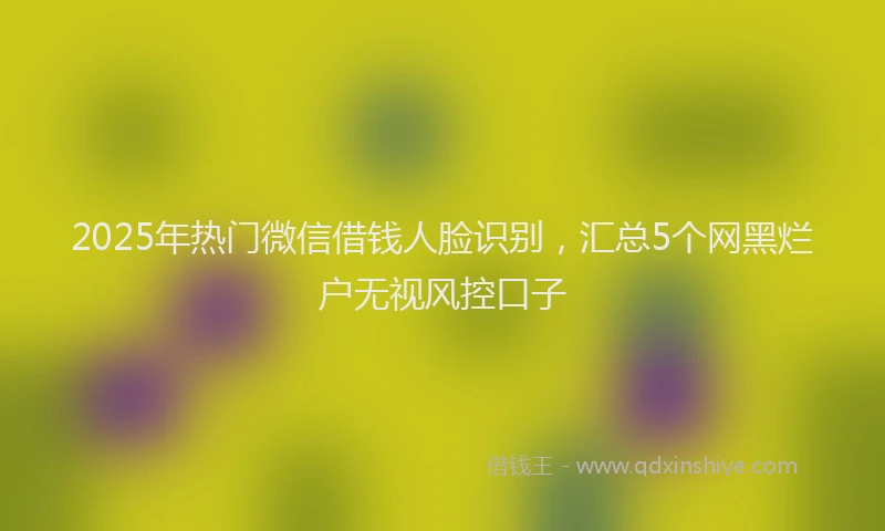 2025年热门微信借钱人脸识别，汇总5个网黑烂户无视风控口子