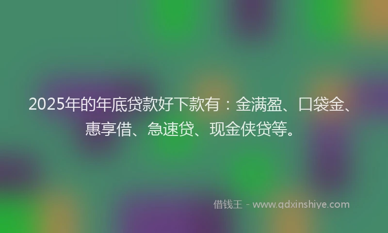 2025年的年底贷款好下款有：金满盈、口袋金、惠享借、急速贷、现金侠贷等。