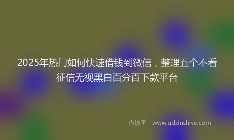 2025年热门如何快速借钱到微信，整理五个不看征信无视黑白百分百下款平台