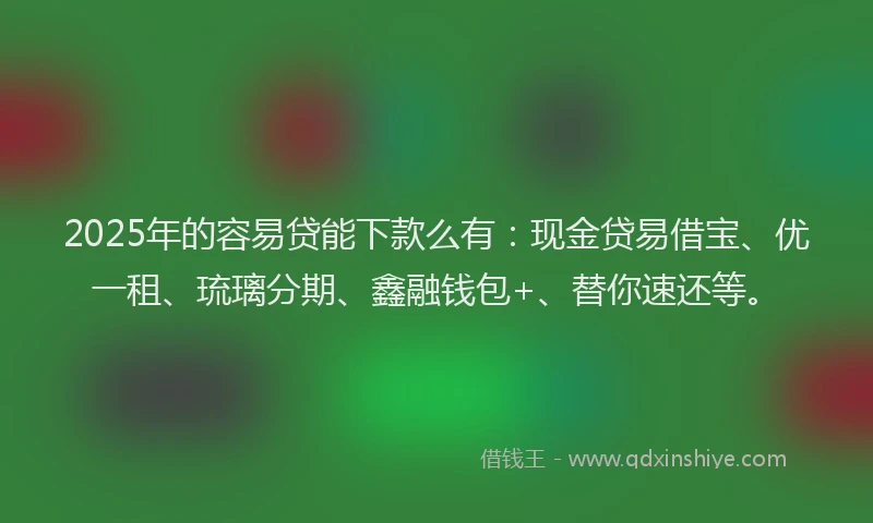 2025年的容易贷能下款么有：现金贷易借宝、优一租、琉璃分期、鑫融钱包+、替你速还等。