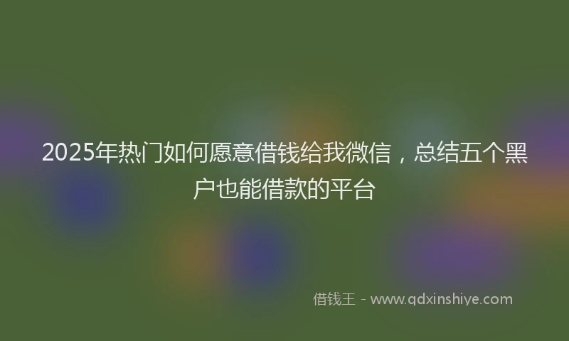 2025年热门如何愿意借钱给我微信，总结五个黑户也能借款的平台