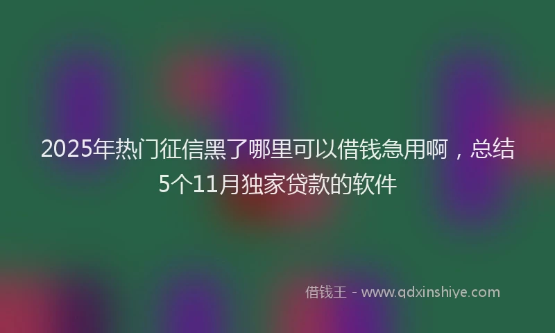 2025年热门征信黑了哪里可以借钱急用啊，总结5个11月独家贷款的软件