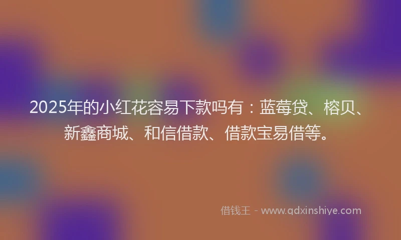 2025年的小红花容易下款吗有：蓝莓贷、榕贝、新鑫商城、和信借款、借款宝易借等。