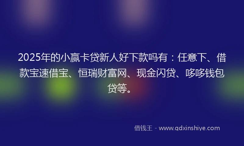 2025年的小赢卡贷新人好下款吗有：任意下、借款宝速借宝、恒瑞财富网、现金闪贷、哆哆钱包贷等。