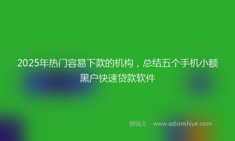 2025年热门容易下款的机构，总结五个手机小额黑户快速贷款软件
