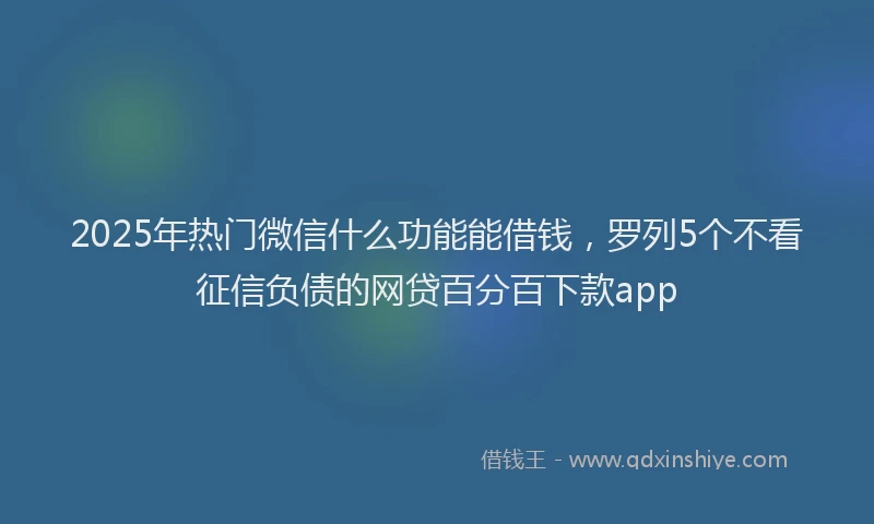 2025年热门微信什么功能能借钱，罗列5个不看征信负债的网贷百分百下款app
