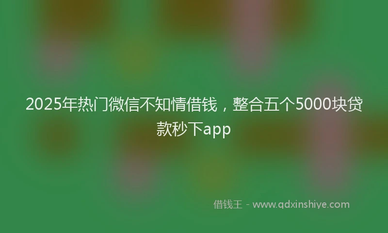 2025年热门微信不知情借钱，整合五个5000块贷款秒下app