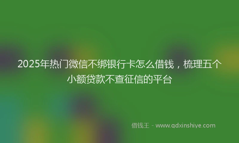 2025年热门微信不绑银行卡怎么借钱，梳理五个小额贷款不查征信的平台