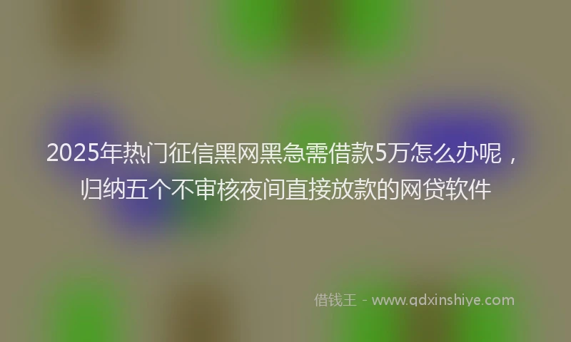 2025年热门征信黑网黑急需借款5万怎么办呢，归纳五个不审核夜间直接放款的网贷软件