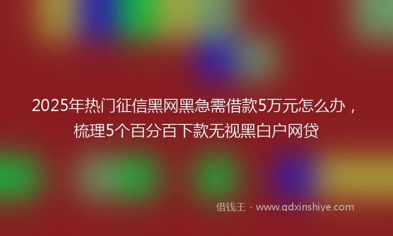 2025年热门征信黑网黑急需借款5万元怎么办，梳理5个百分百下款无视黑白户网贷