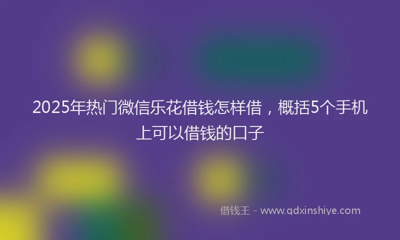 2025年热门微信乐花借钱怎样借，概括5个手机上可以借钱的口子