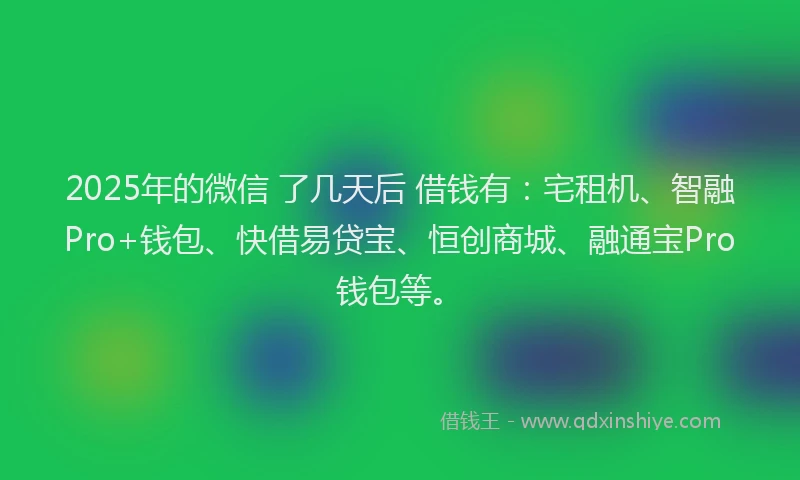 2025年的微信 了几天后 借钱有：宅租机、智融Pro+钱包、快借易贷宝、恒创商城、融通宝Pro钱包等。