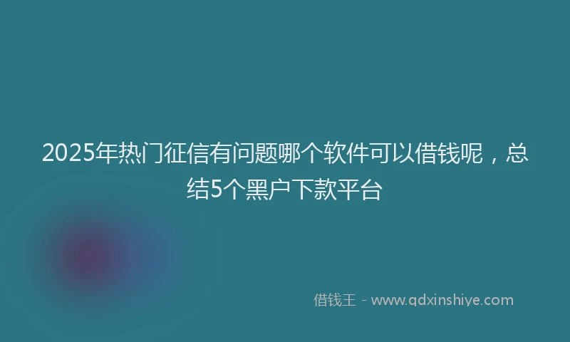 2025年热门征信有问题哪个软件可以借钱呢，总结5个黑户下款平台