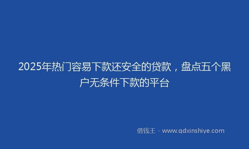 2025年热门容易下款还安全的贷款，盘点五个黑户无条件下款的平台