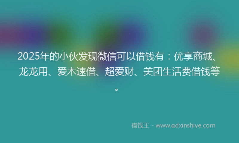2025年的小伙发现微信可以借钱有：优享商城、龙龙用、爱木速借、超爱财、美团生活费借钱等。