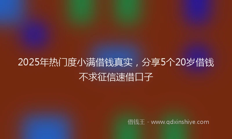 2025年热门度小满借钱真实，分享5个20岁借钱不求征信速借口子