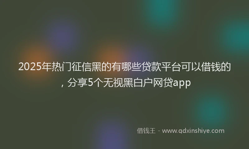 2025年热门征信黑的有哪些贷款平台可以借钱的，分享5个无视黑白户网贷app