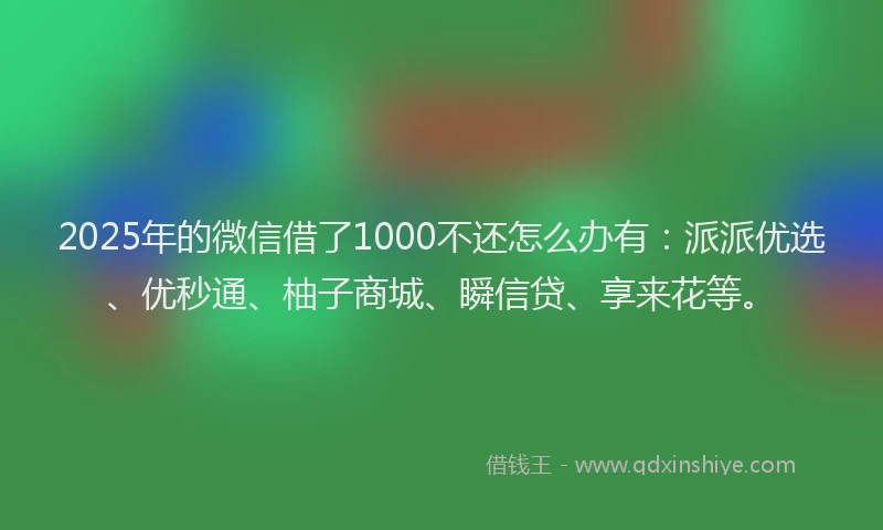 2025年的微信借了1000不还怎么办有：派派优选、优秒通、柚子商城、瞬信贷、享来花等。