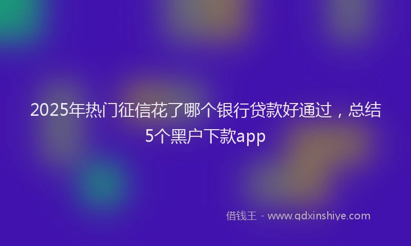 2025年热门征信花了哪个银行贷款好通过，总结5个黑户下款app