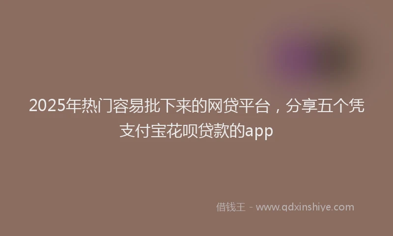 2025年热门容易批下来的网贷平台，分享五个凭支付宝花呗贷款的app
