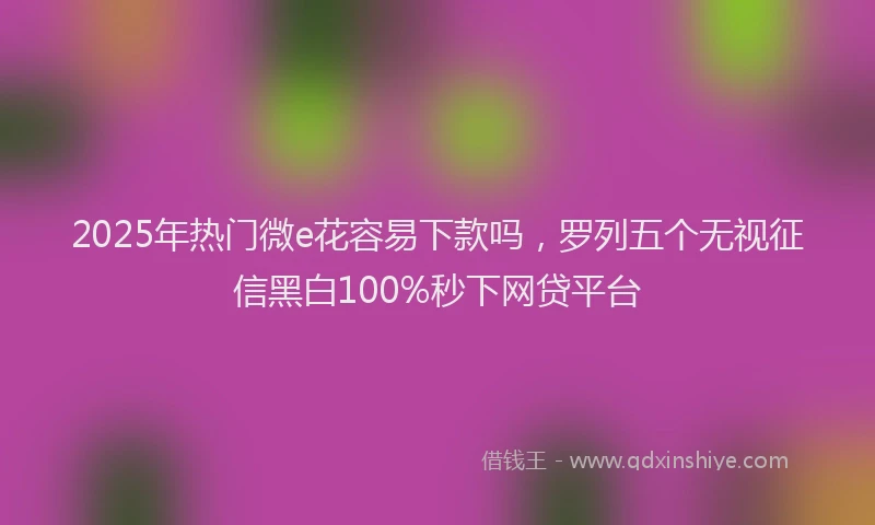2025年热门微e花容易下款吗，罗列五个无视征信黑白100%秒下网贷平台
