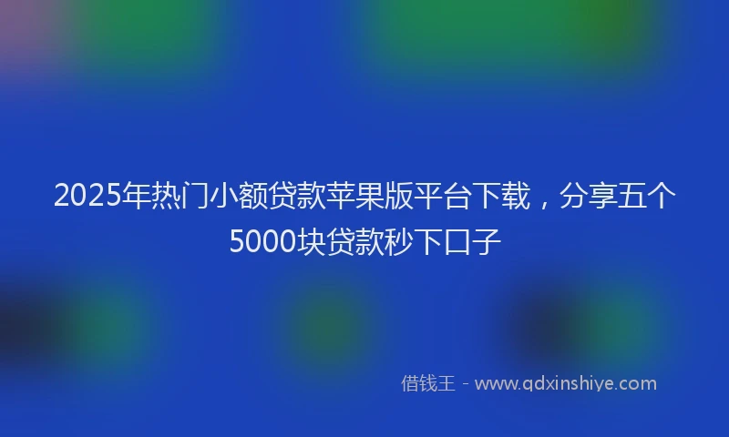 2025年热门小额贷款苹果版平台下载，分享五个5000块贷款秒下口子