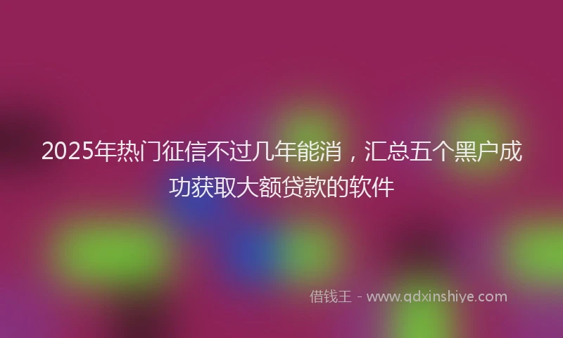 2025年热门征信不过几年能消，汇总五个黑户成功获取大额贷款的软件