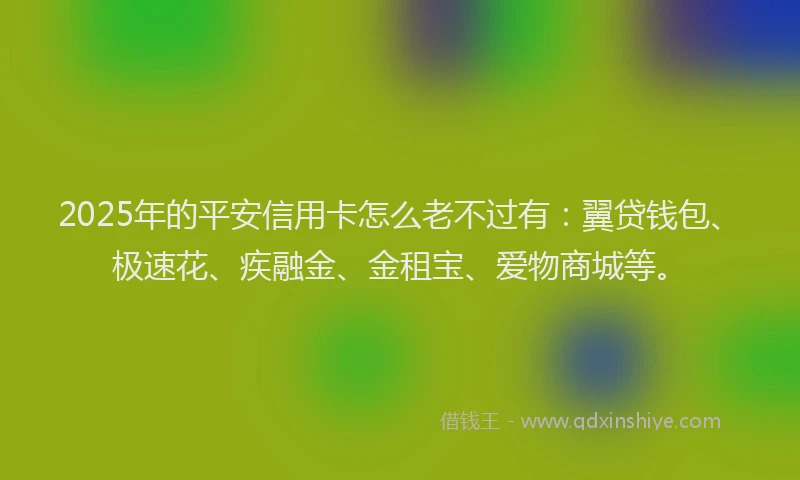 2025年的平安信用卡怎么老不过有：翼贷钱包、极速花、疾融金、金租宝、爱物商城等。