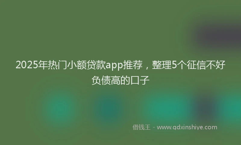 2025年热门小额贷款app推荐，整理5个征信不好负债高的口子