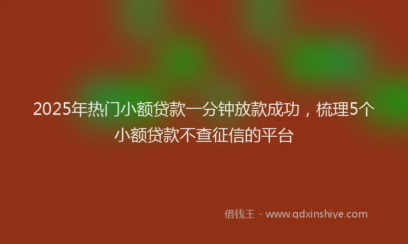 2025年热门小额贷款一分钟放款成功，梳理5个小额贷款不查征信的平台