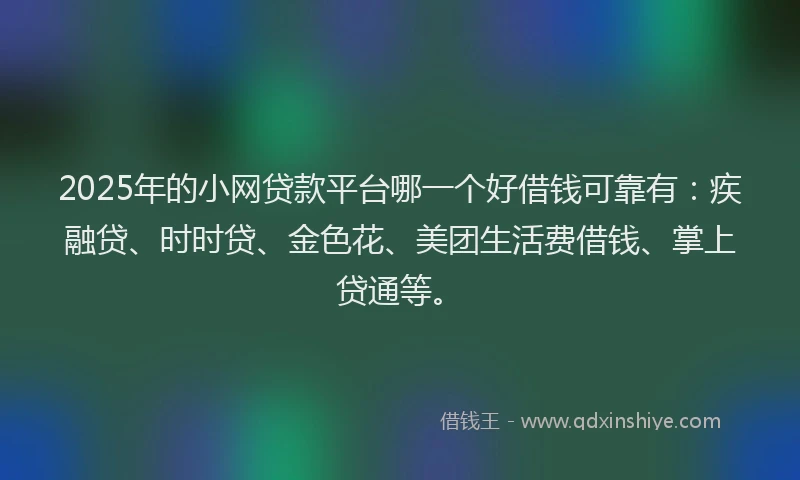 2025年的小网贷款平台哪一个好借钱可靠有：疾融贷、时时贷、金色花、美团生活费借钱、掌上贷通等。