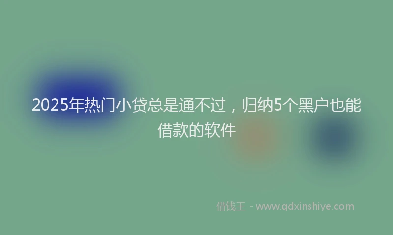 2025年热门小贷总是通不过，归纳5个黑户也能借款的软件