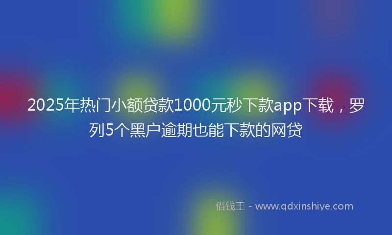 2025年热门小额贷款1000元秒下款app下载，罗列5个黑户逾期也能下款的网贷