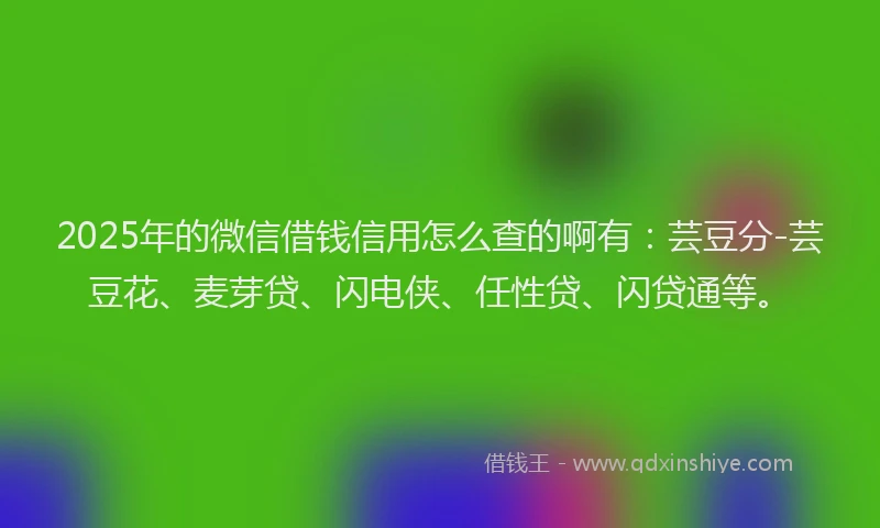 2025年的微信借钱信用怎么查的啊有：芸豆分-芸豆花、麦芽贷、闪电侠、任性贷、闪贷通等。