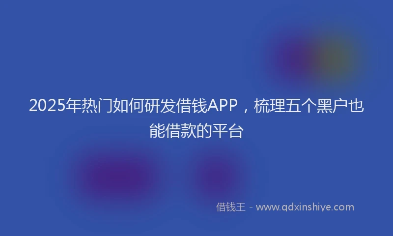 2025年热门如何研发借钱APP，梳理五个黑户也能借款的平台