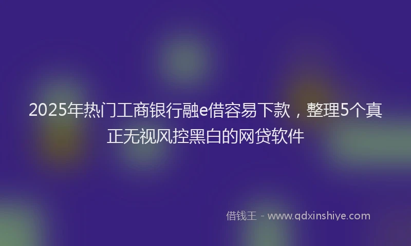 2025年热门工商银行融e借容易下款，整理5个真正无视风控黑白的网贷软件