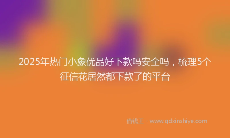 2025年热门小象优品好下款吗安全吗，梳理5个征信花居然都下款了的平台