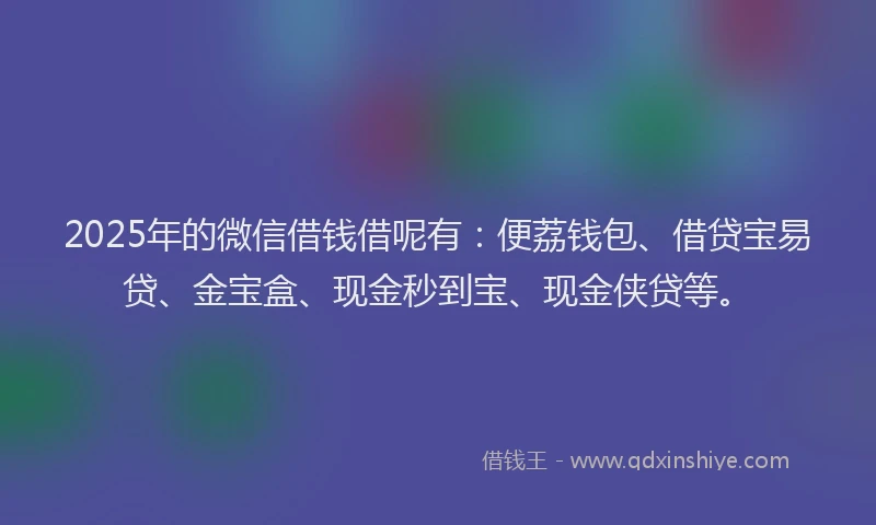 2025年的微信借钱借呢有：便荔钱包、借贷宝易贷、金宝盒、现金秒到宝、现金侠贷等。