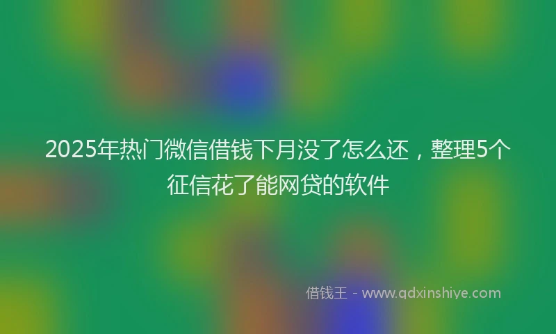 2025年热门微信借钱下月没了怎么还，整理5个征信花了能网贷的软件