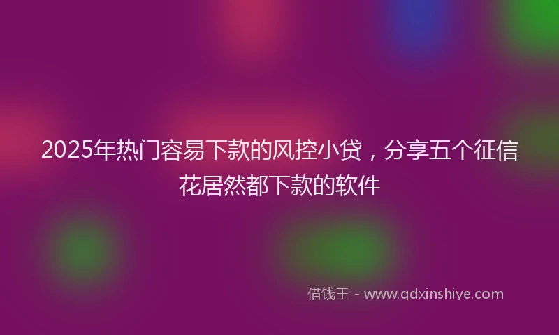 2025年热门容易下款的风控小贷，分享五个征信花居然都下款的软件